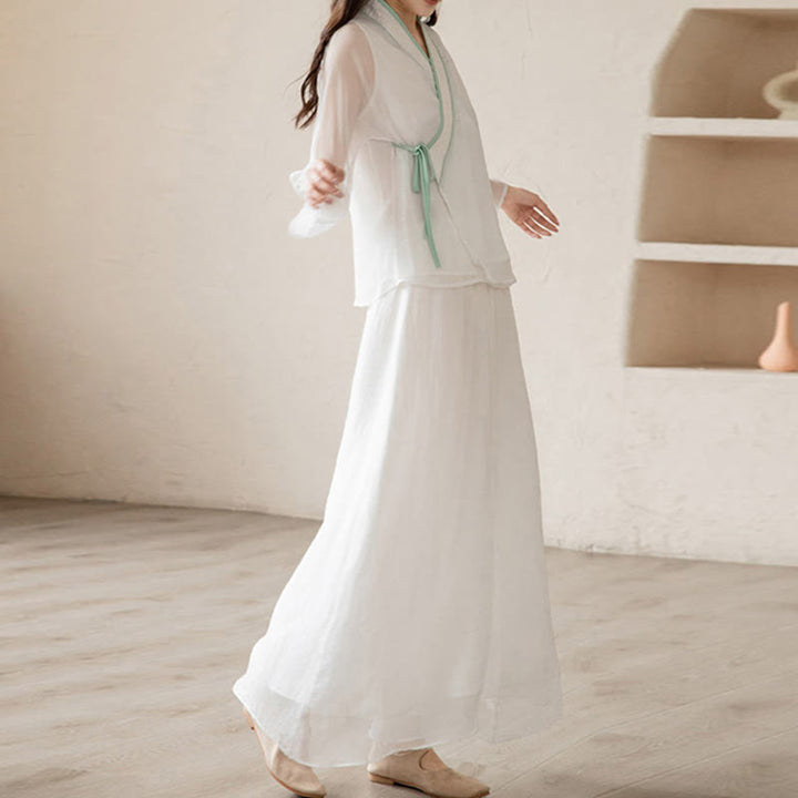 Retro-Gebet Zen spirituelle Meditation Praxis Chiffon Kleidung Damen Set