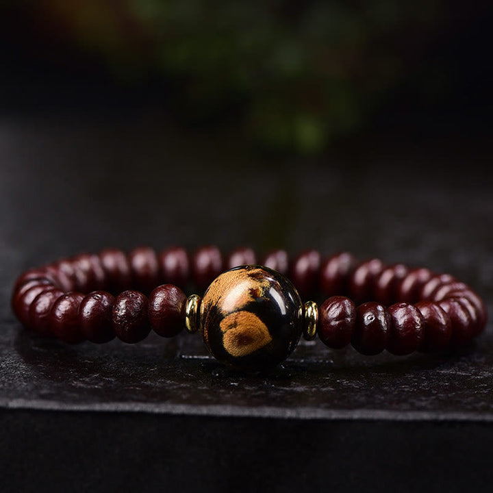 Buddha Stones Natürliches tibetisches lila Bodhi-Samenperlen-Harmonie-Armband