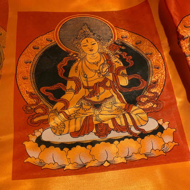 Tibetische Shakyamuni Bodhisattva Weiß Tara Guru Rinpoche Windpferd verheißungsvolle Gebetsfahne