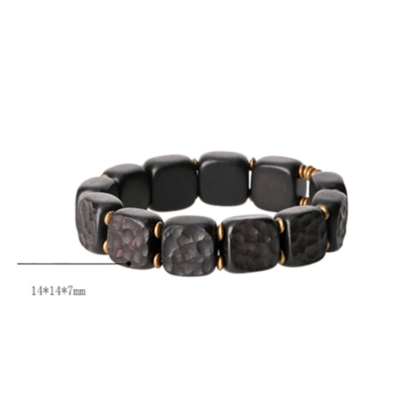 Buddha Stones Retro Ebenholz Textur Stil Kupfer Peace Balance Armband