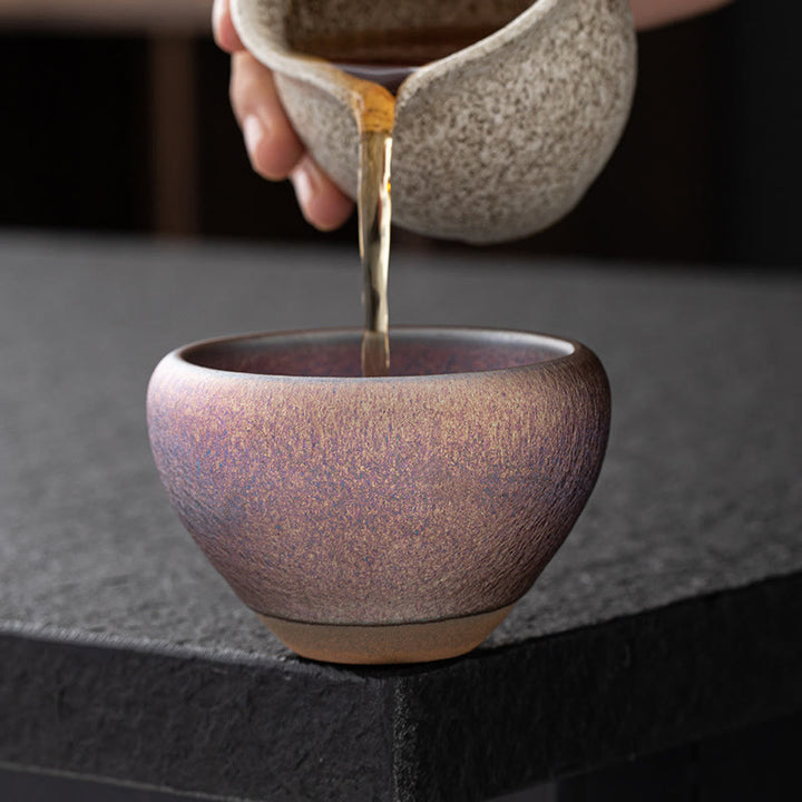 Buddha Stones Vintage Lila Regenbogen Chinesischer Jianzhan Ofenwechsel Porzellan Teetasse Kung Fu Teetasse