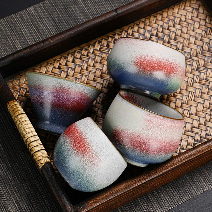Buddha Stones Retro Rot Farbverlauf Kiln Change Keramik Teetasse Kung Fu Teetasse