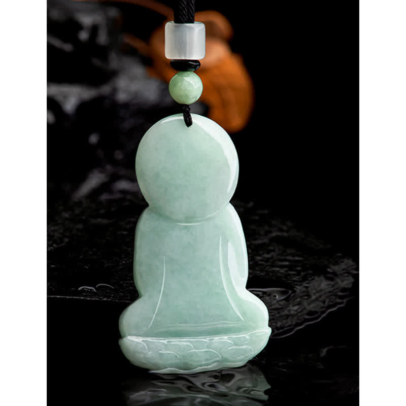 Buddha Stones Amitabha Buddha Jade Amulett Mitgefühl String Halskette