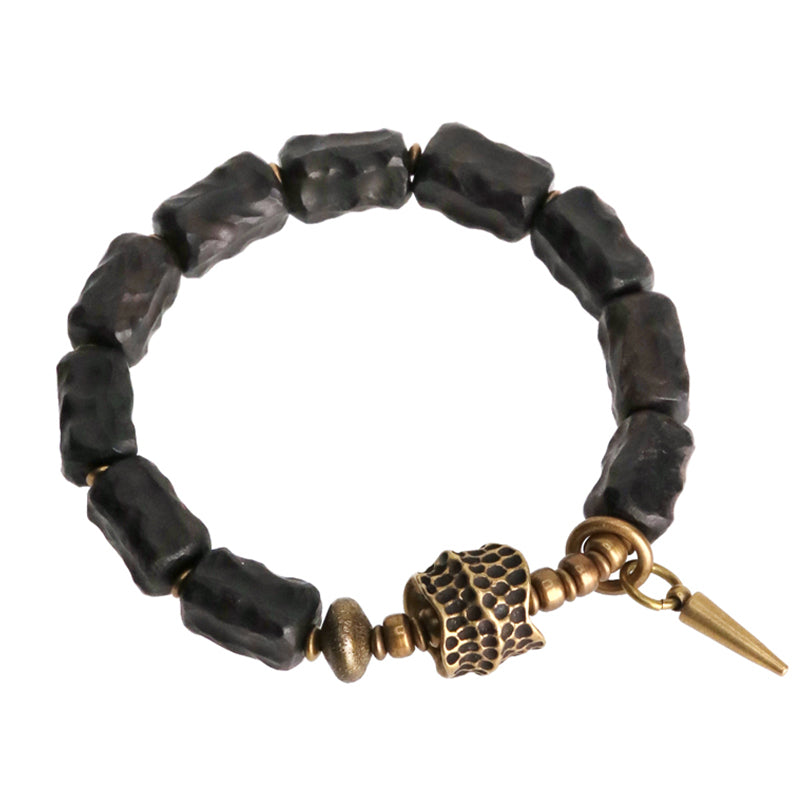 Buddha Stones, Ebenholz, Kupfer, Balance-Schutz, Paar-Armband