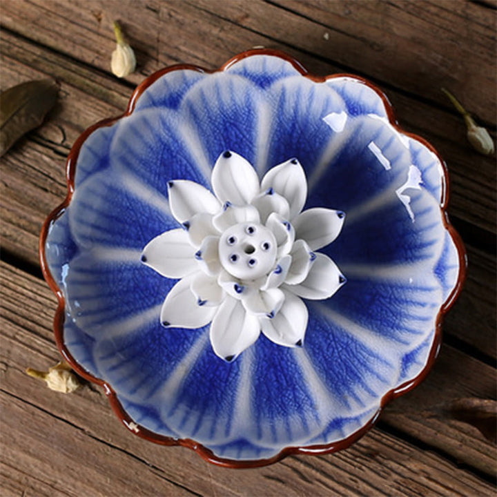 Buddha Stones, Lotus-Muster, heilende Keramik-Räuchergefäß-Dekoration