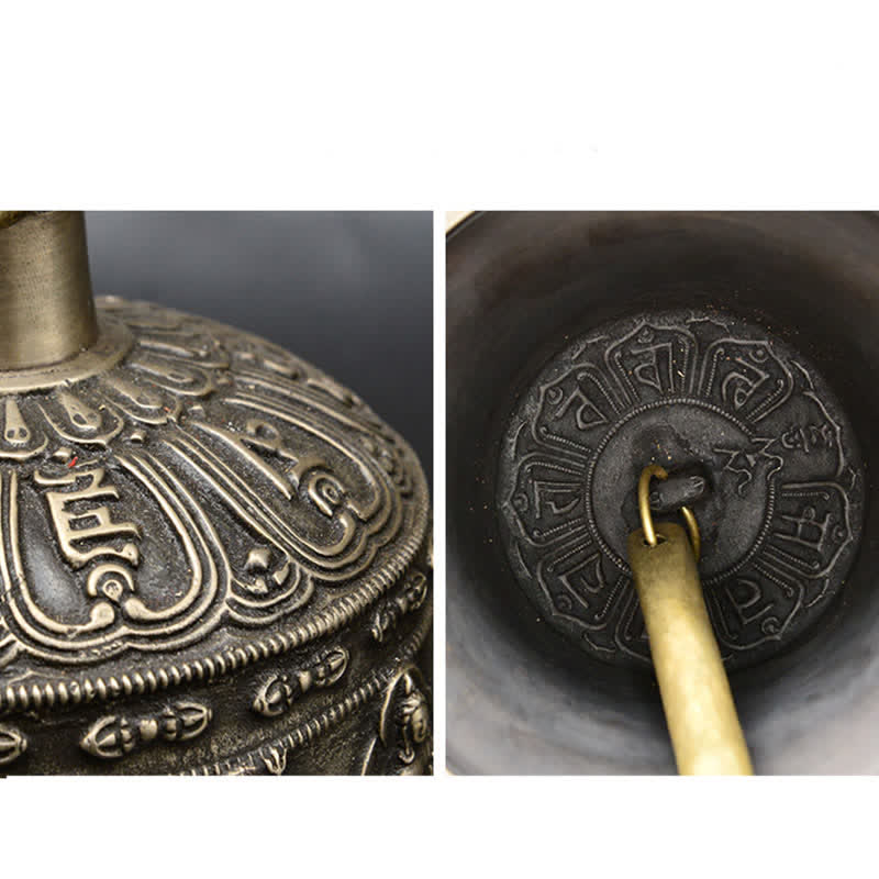 Tibetisch graviertes Buddha-Drachen-Windspiel, Glocke, Kupfer, Glück, Wanddekoration