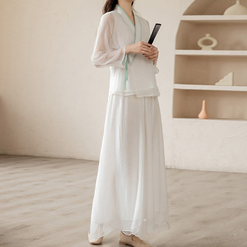 Retro-Gebet Zen spirituelle Meditation Praxis Chiffon Kleidung Damen Set