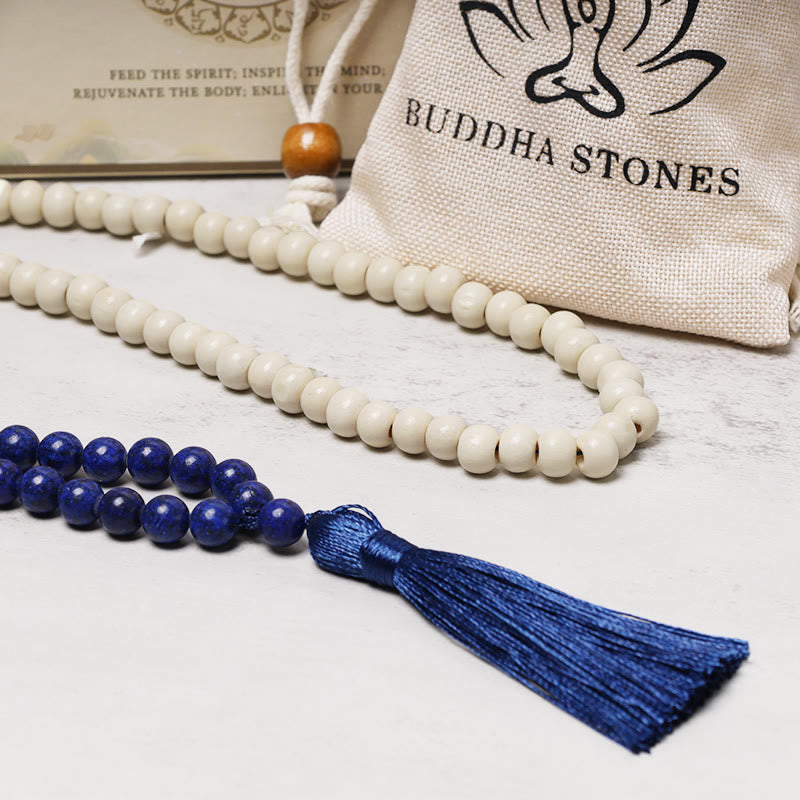 Buddha Stones, Halbedelsteine, Holzperlen-Halskette, mehrfarbige Quasten-Charms-Kette