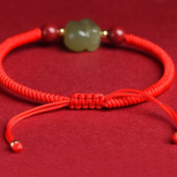 Jahr des Kaninchens Hetian Jade Bunny Cinnabar Beaded Abundance String Armband