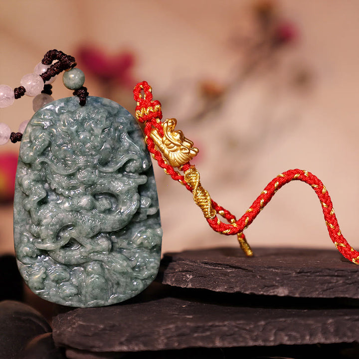 Buddha Stones Power Lucky Dragon Anhänger Rote Schnur Armband Schutzpaket