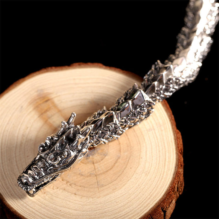 925 Sterling Silber Drache Glück Erfolg Armband Armreif