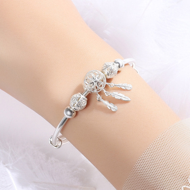 Tibetisches Weiß Kupfer-Segen-Traumfänger-Charm-Armband