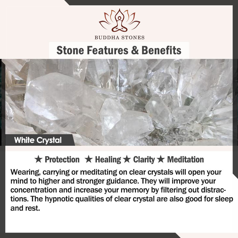 Buddha Stones natürliches Weiß Kristall-Lotus-Heilungsarmband