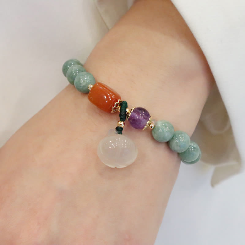 Cyan Jade Lotus Kürbis Wunsch Frieden Schnalle Amethyst Kristall Heilung Armband