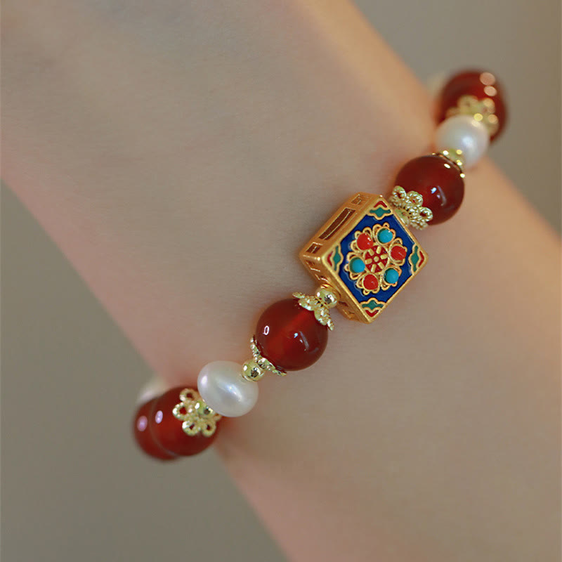 Buddha Stones Rotes Achatperlen-Selbstakzeptanz-Armband