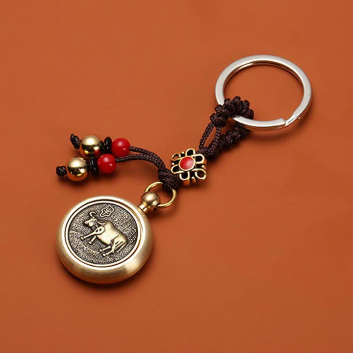 Schlüsselanhänger mit 12 chinesischen Tierkreiszeichen, Segen, Reichtum und Glück