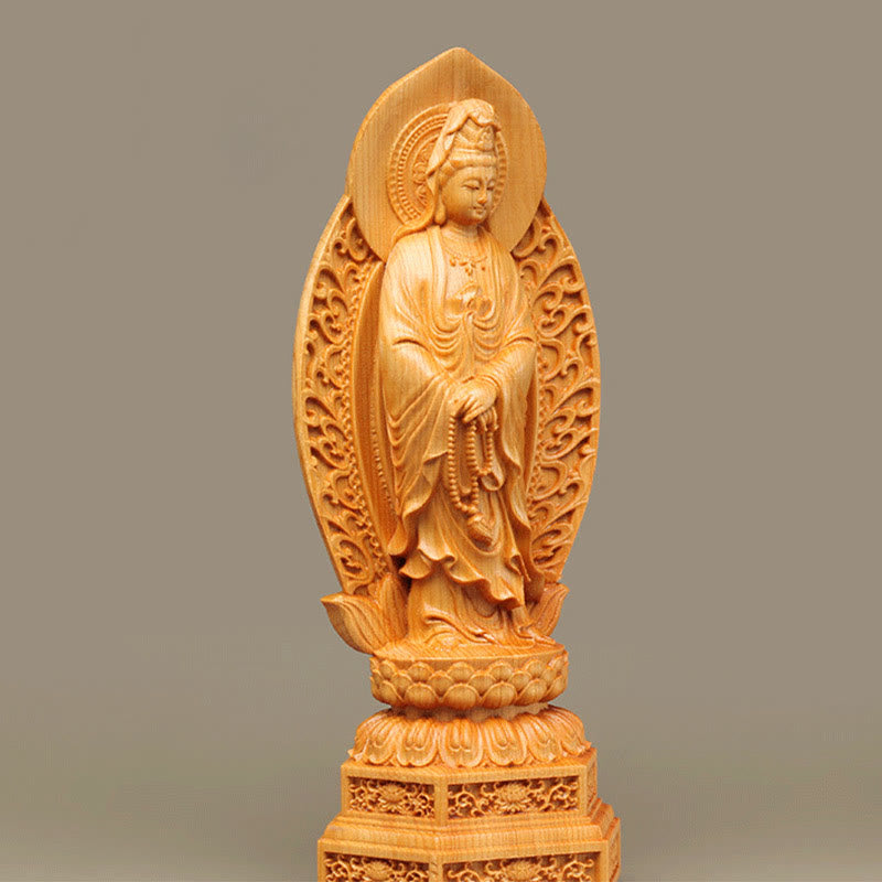 Buddha Stones, handgefertigt, Thuja Sutchuenensis, Holz, Kwan Yin, Avalokitesvara, Wohlstandsdekoration