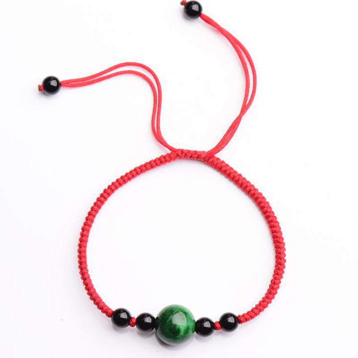 Buddha Stones Lucky and Success Jade-Armband mit roter Schnur