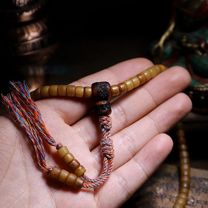 Tibet 108 Mala Perlen Yak Knochen Bernstein Balance Armband