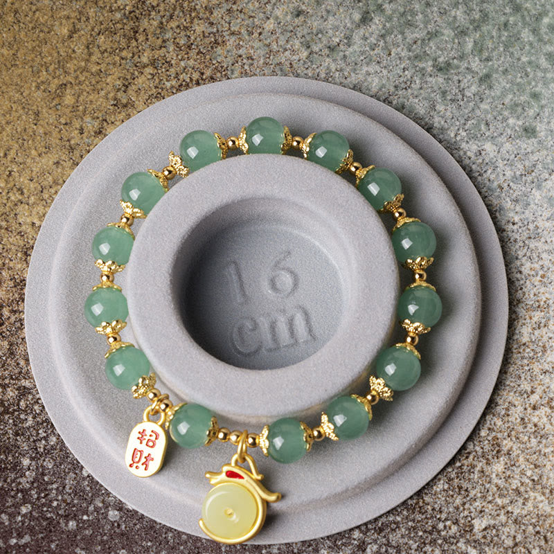 Buddha Stones, Jahr des Drachen, roter Achat, grüner Aventurin, Friedensschnalle, Fu-Charakter, Glücks- und Glücksarmband
