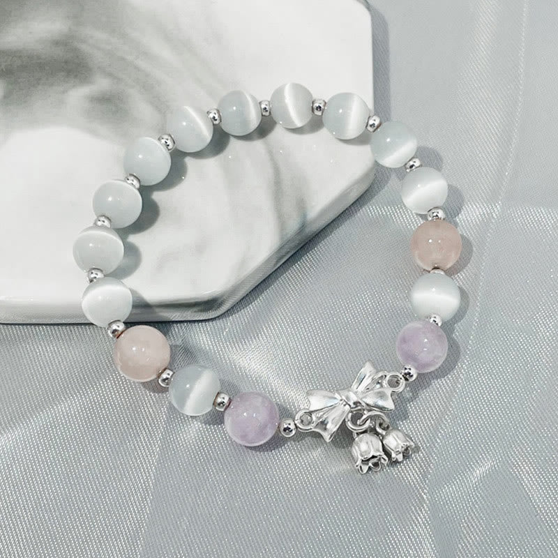 Buddha Stones Katzenauge Lavendel Amethyst Rosette Charm-Armband