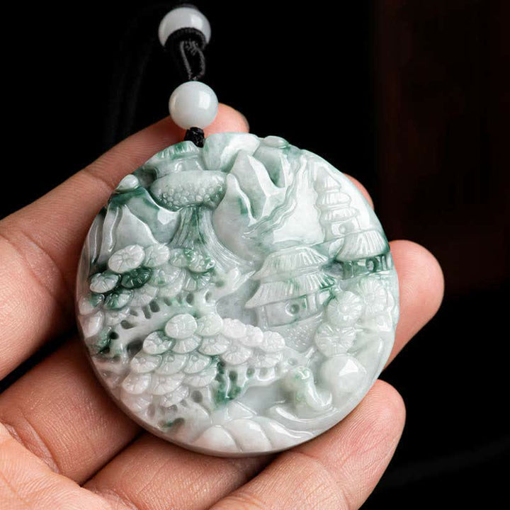 Buddha Stones Berglandschaft Jade Fülle String Halskette