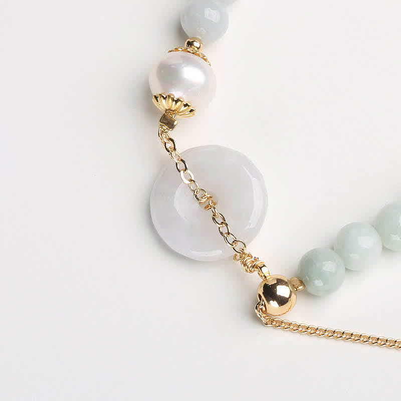Natürliches Jade-Perlen-Friedens-Schnalle-Wohlstands-Glück-Armband