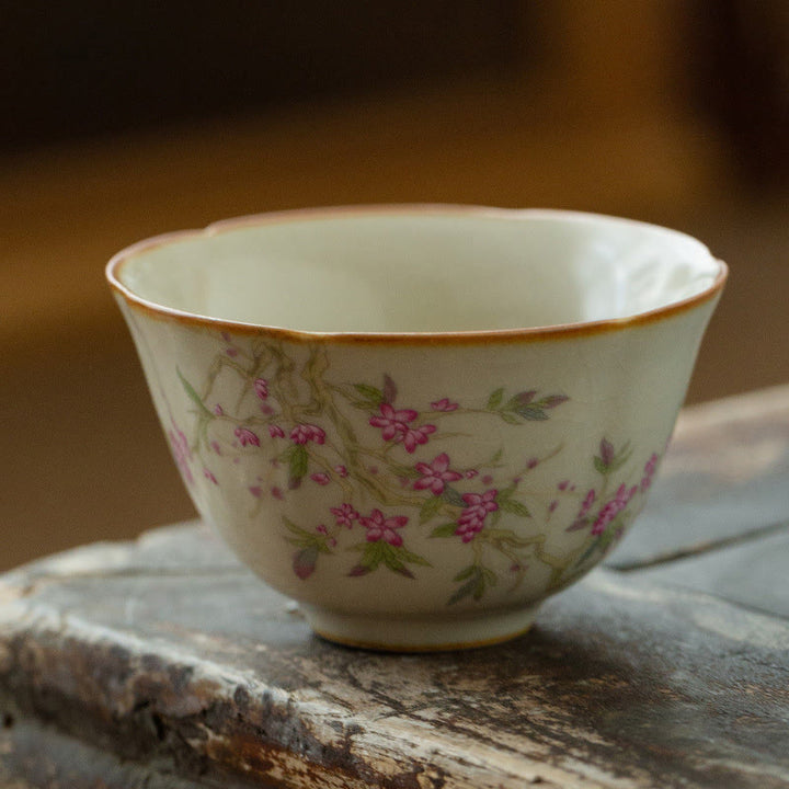 Buddha Stones Pfirsichblüte Gänseblümchen Blume Keramik Teetasse Kung Fu Teetassen