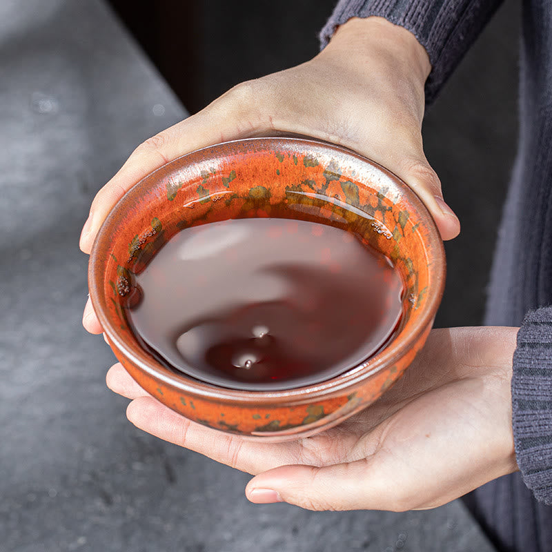 Buddha Stones, blühende Blumen, Muster, chinesischer Jianzhan-Ofen, wechselnde Keramik-Teetasse, Kung-Fu-Teetasse, Schüssel