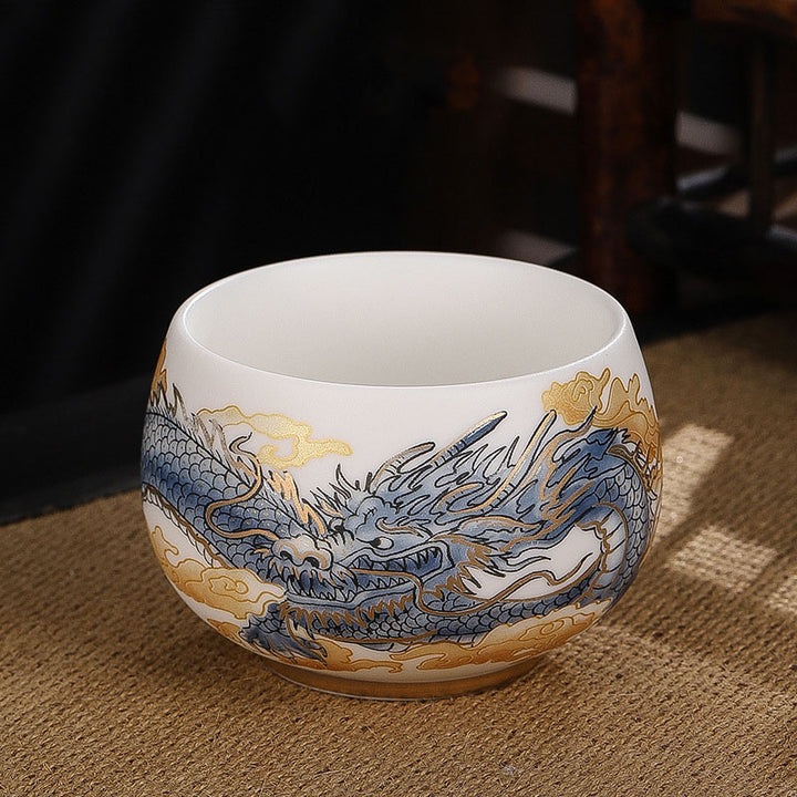 Buddha Stones, Drache, Zikade, Bambus, Hirsch, Kranich, Lotus, Pflaume, Blume, Keramik-Teetasse, Kung-Fu-Teetasse, Schüssel, 185 ml