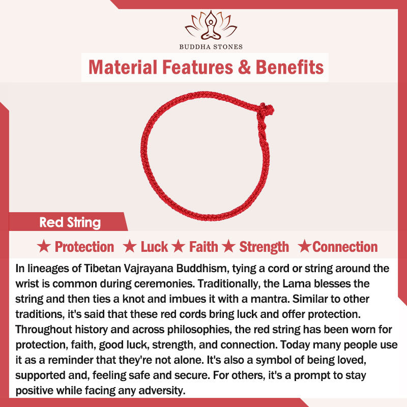 Buddha Stones Om Mani Padme Hum Glücksschutz-Armband mit roter Schnur