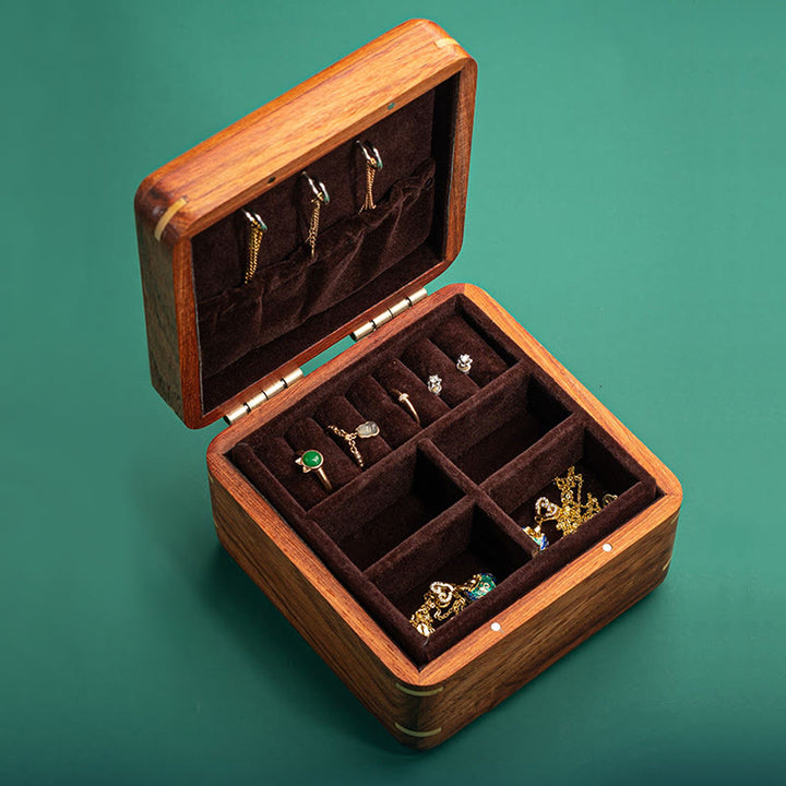 Antike Blumenblatt handgemachte Palisander Schmuck Aufbewahrungsbox Holz Geschenk Organizer Box