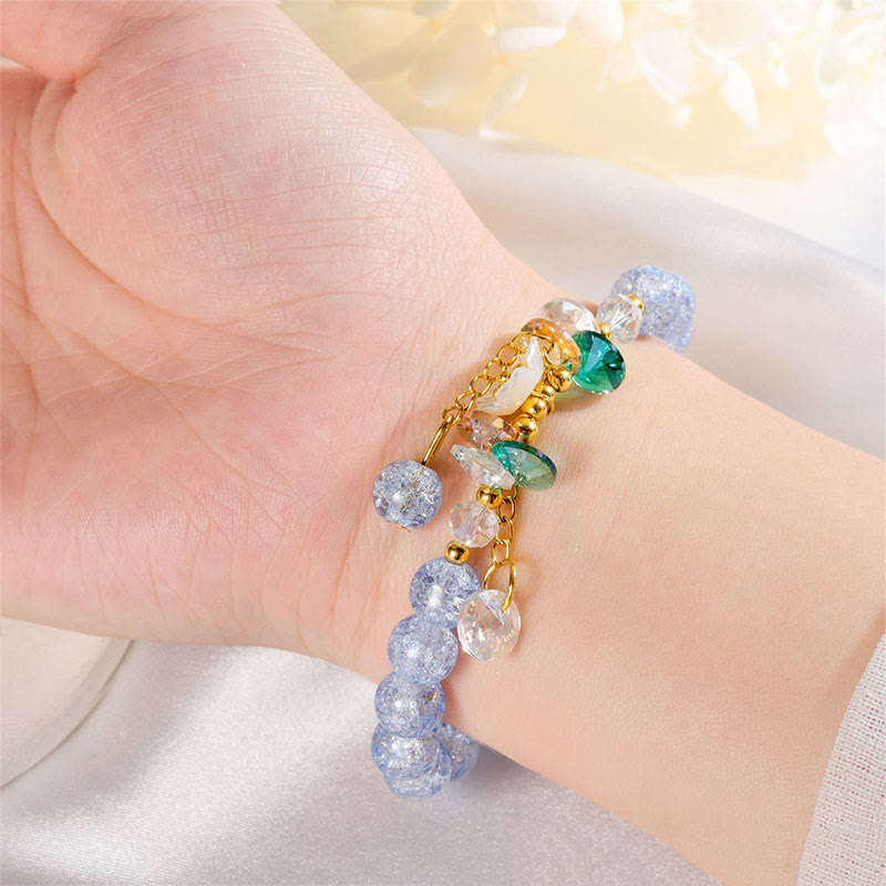 Buddha Stones, schlichtes Design, Blumen-Charm-Glasperlen-Armband