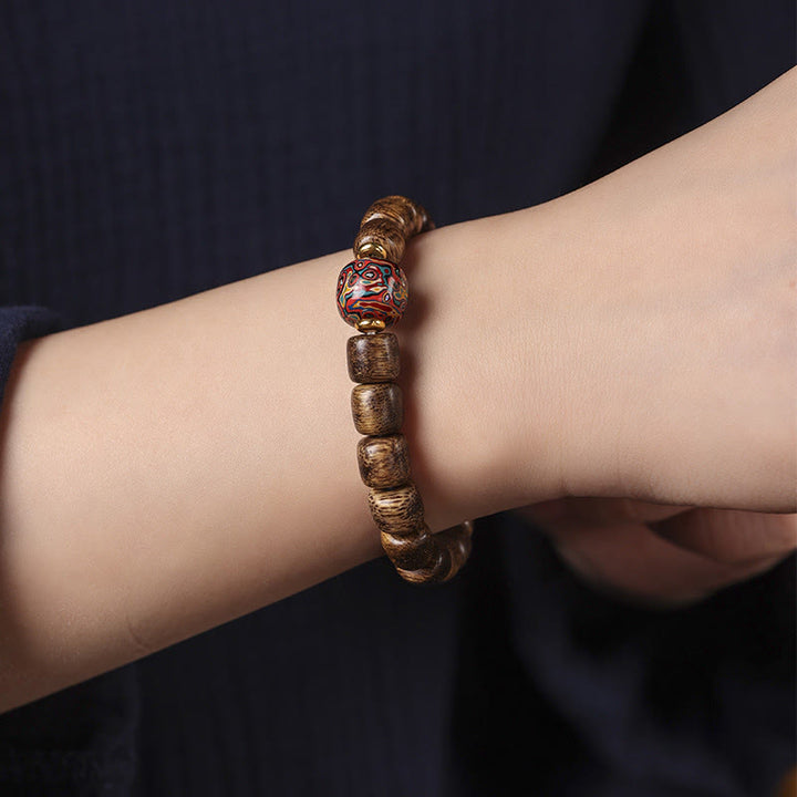 Armband mit Buddha Stonesn, Agarholz, Kupfermünze, verheißungsvolle Wolke, Ruhe