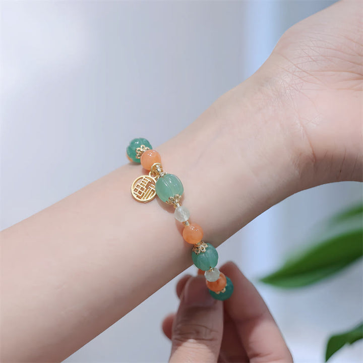 Buddha Stones natürliche goldene Seide Jade Kürbis Perle Fu Charakter Charme Reichtum Armband