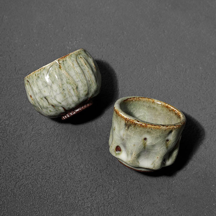 Buddha Stones, handgefertigt, einfache rissige Eisstruktur, chinesische Jianzhan-Keramik-Teetasse, Kung-Fu-Teetasse