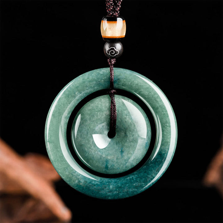 Halsketten-Anhänger mit Buddha Stonesn, natürlicher, runder Jade, Friedensschnalle, Glück, Wohlstand