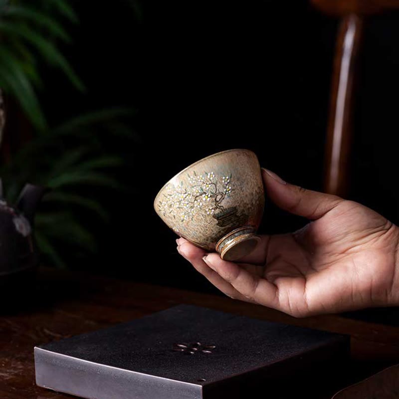 Buddha Stones Jingdezhen handbemaltes Ru-Ofen-Porzellan Hanfu-Mädchen-Blumen-Keramik-Teetasse Kung-Fu-Teetassen