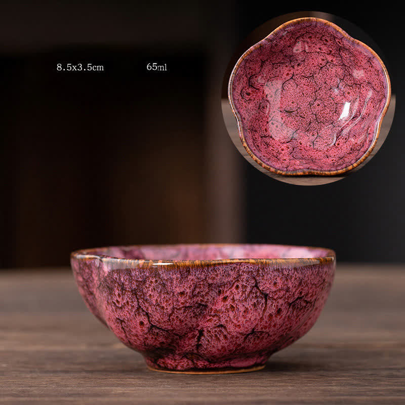 Buddha Stones, Pfirsichblüten-Muster, Keramik-Teetasse, Blumen-Teetassen