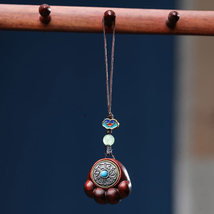 Buddha Stones, Sandelholz, kleines Blatt, rotes Sandelholz, grünes Sandelholz, glückliche Katzenpfote, Kralle, Om Mani Padme Hum, Schutz, Telefon-Hängedekoration