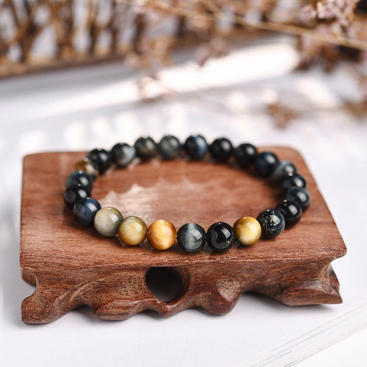 Buddha Stones Angst Stress Heilung Kristall Tigerauge Perlenarmband