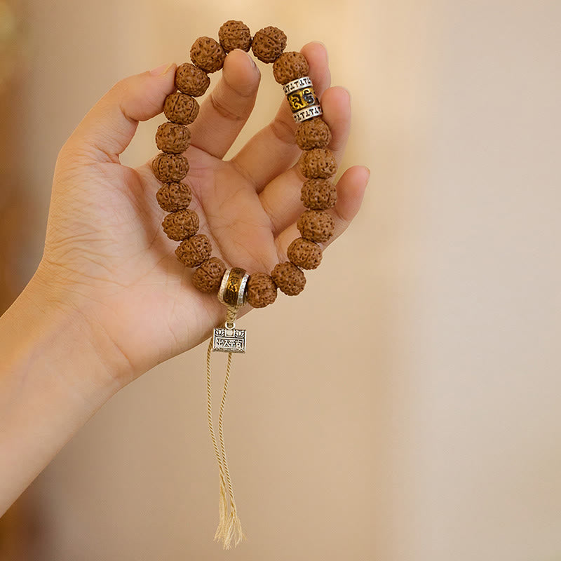 Buddha Stones Tibet Rudraksha Bodhi Samen Amulett Reichtum Glück Armband