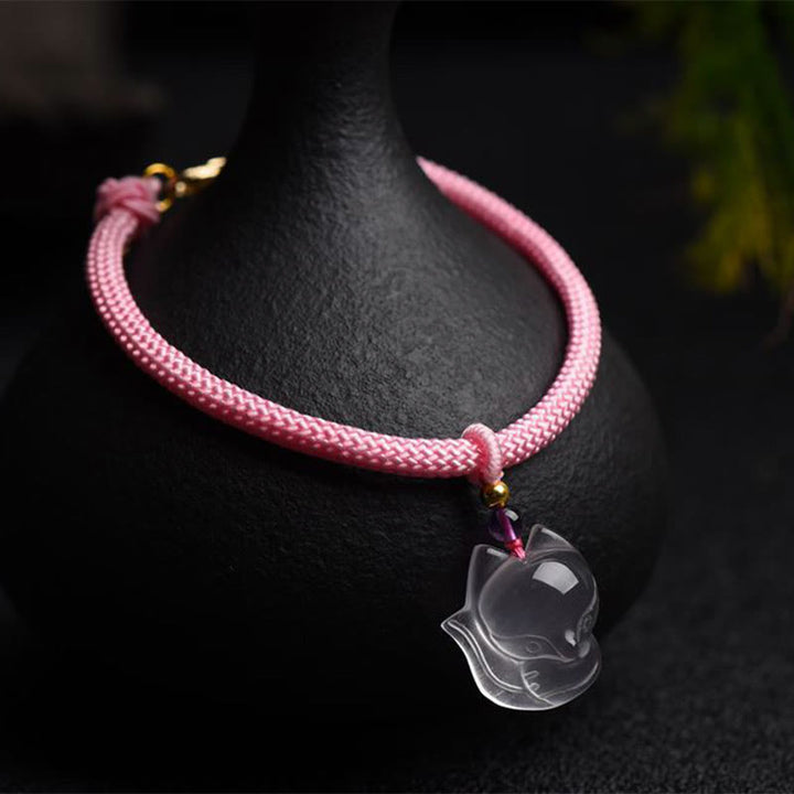 Lucky Pink Crystal Fox Love String-Armband