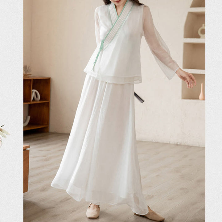 Retro-Gebet Zen spirituelle Meditation Praxis Chiffon Kleidung Damen Set