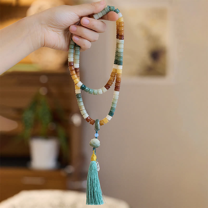 Buddha Stones, 108 Mala-Perlen, Bodhi-Samen, Buddha-Hand, Lotus, graviertes Harmonie-Armband