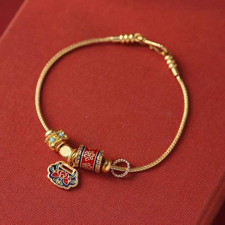 Lotus Erleuchtung Kupfer Perlen Charm Armband