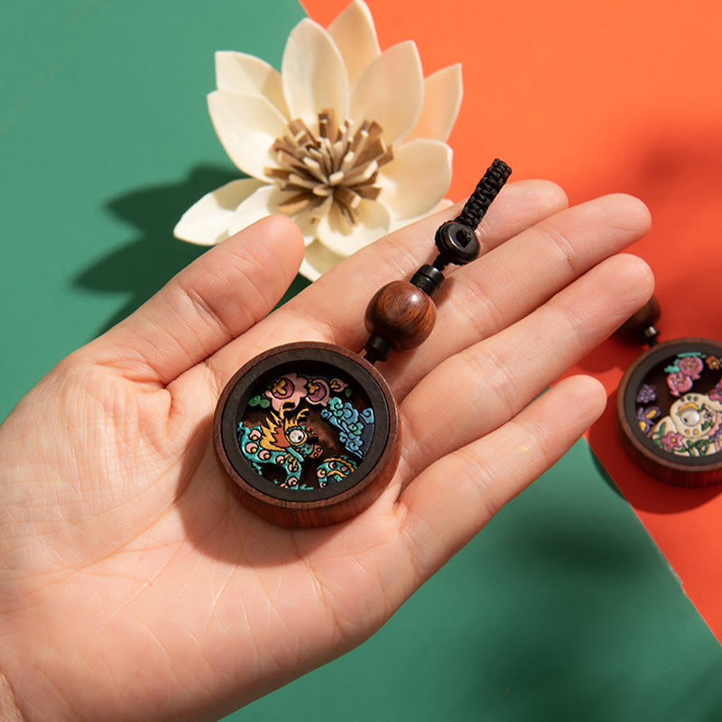 ❗❗❗Ein Flash-Sale – Buddha Stones, Jahr des Drachen, handbemalter chinesischer Sternzeichen-Schlüsselanhänger aus Palisander, geschnitzt, ruhig
