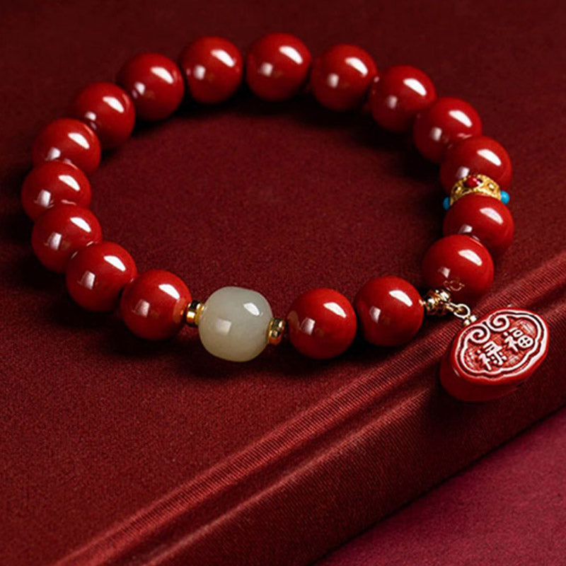 Buddha Stones Zinnober-Jade-Heilschutz-Charm-Armband