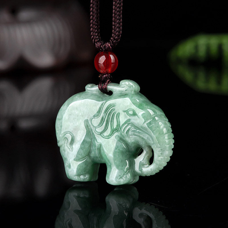 Elefant Jade Glück Stärke Halskette String Anhänger