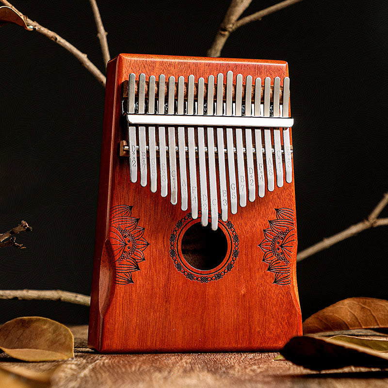 Buddha Stones Kalimba 17/21 Tasten Daumenklavier, Lotus-Design, tragbares Fingerklavier